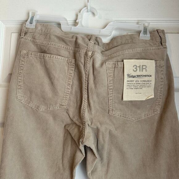 J Crew Tan Vintage Matchstick Skinny Leg Corduroy Pants Size 31R NWT - Picture 3 of 7